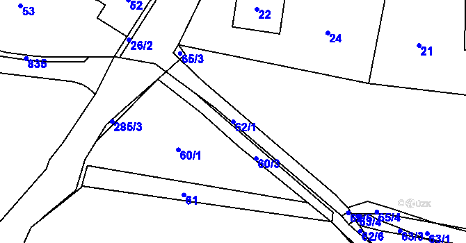 Parcela st. 62/1 v KÚ Dolany u Kladna, Katastrální mapa