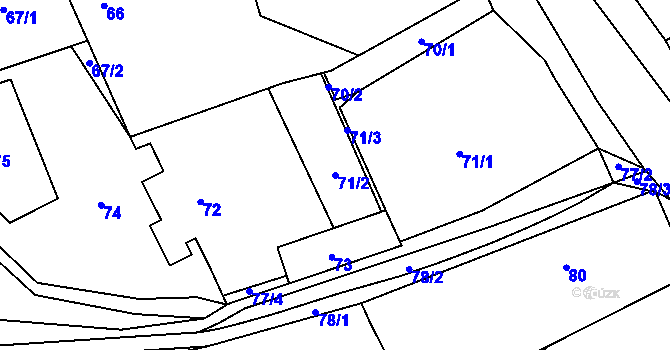 Parcela st. 71/2 v KÚ Dolany u Kladna, Katastrální mapa