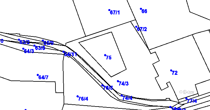 Parcela st. 75 v KÚ Dolany u Kladna, Katastrální mapa