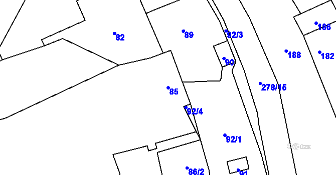 Parcela st. 85 v KÚ Dolany u Kladna, Katastrální mapa
