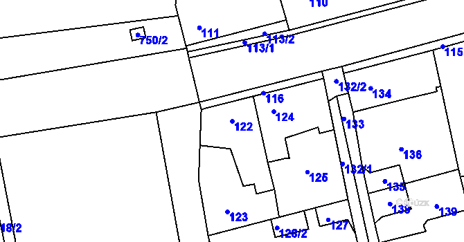 Parcela st. 122 v KÚ Dolany u Kladna, Katastrální mapa