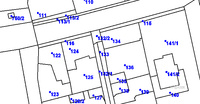 Parcela st. 133 v KÚ Dolany u Kladna, Katastrální mapa