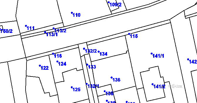 Parcela st. 134 v KÚ Dolany u Kladna, Katastrální mapa