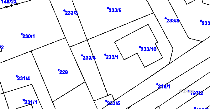 Parcela st. 233/1 v KÚ Dolany u Kladna, Katastrální mapa