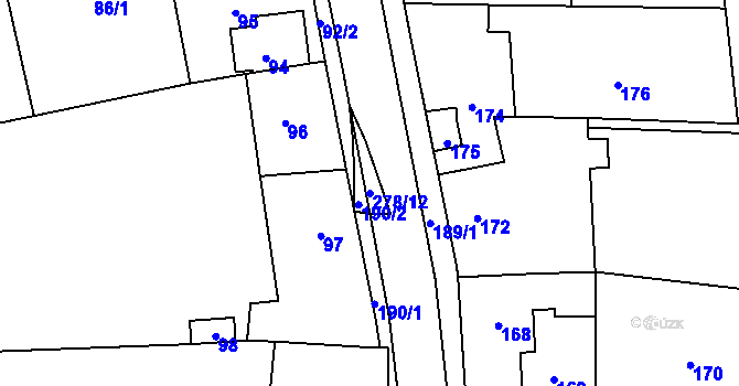 Parcela st. 278/12 v KÚ Dolany u Kladna, Katastrální mapa
