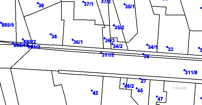 Parcela st. 311/2 v KÚ Dolany u Kladna, Katastrální mapa