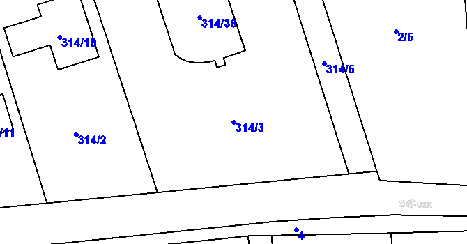 Parcela st. 314/3 v KÚ Dolany u Kladna, Katastrální mapa