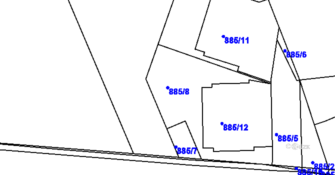 Parcela st. 885/8 v KÚ Dolany u Kladna, Katastrální mapa