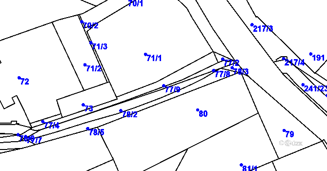 Parcela st. 77/9 v KÚ Dolany u Kladna, Katastrální mapa