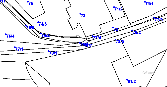 Parcela st. 77/7 v KÚ Dolany u Kladna, Katastrální mapa