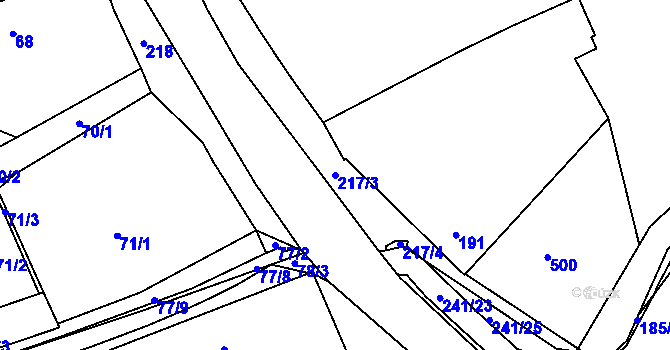 Parcela st. 217/3 v KÚ Dolany u Kladna, Katastrální mapa