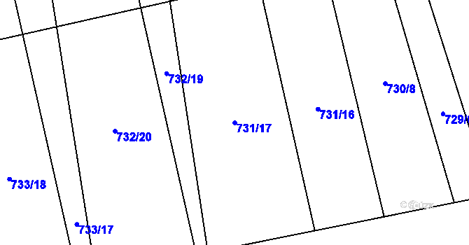 Parcela st. 731/17 v KÚ Dolany u Kladna, Katastrální mapa