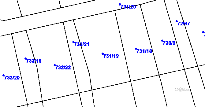 Parcela st. 731/19 v KÚ Dolany u Kladna, Katastrální mapa