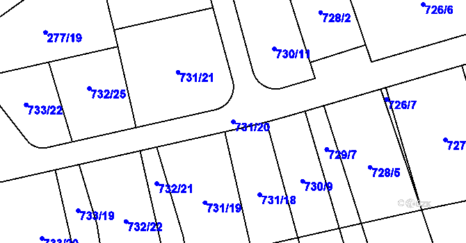 Parcela st. 731/20 v KÚ Dolany u Kladna, Katastrální mapa