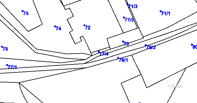 Parcela st. 77/4 v KÚ Dolany u Kladna, Katastrální mapa