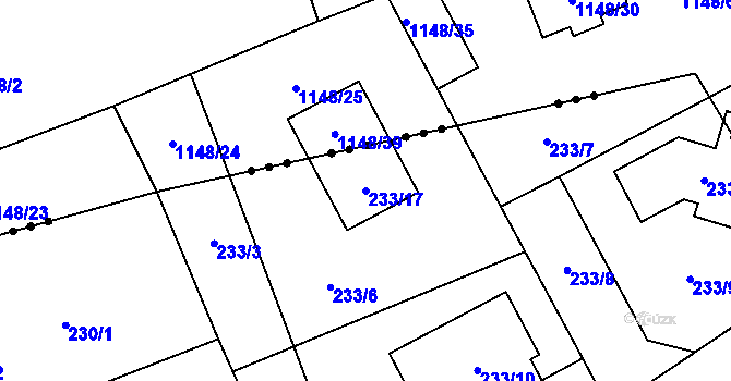 Parcela st. 233/17 v KÚ Dolany u Kladna, Katastrální mapa