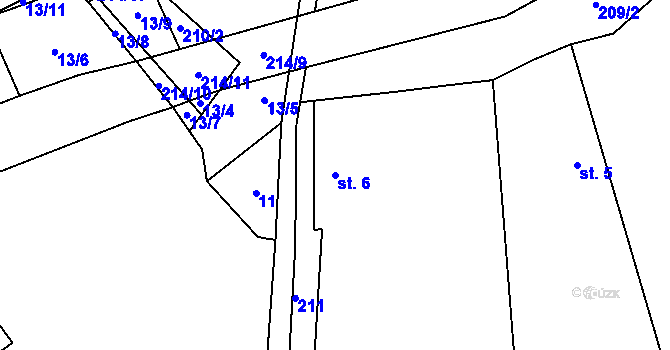 Parcela st. 6 v KÚ Debrno, Katastrální mapa