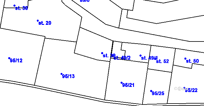 Parcela st. 39 v KÚ Debrno, Katastrální mapa