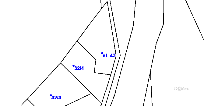 Parcela st. 43 v KÚ Debrno, Katastrální mapa