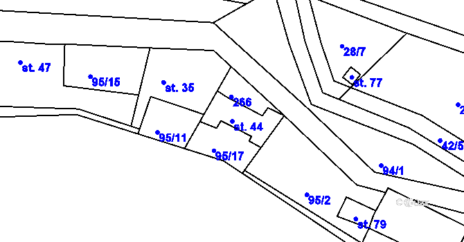 Parcela st. 44 v KÚ Debrno, Katastrální mapa