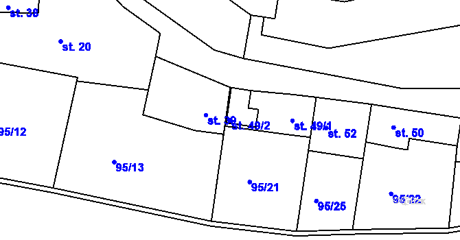 Parcela st. 49/2 v KÚ Debrno, Katastrální mapa