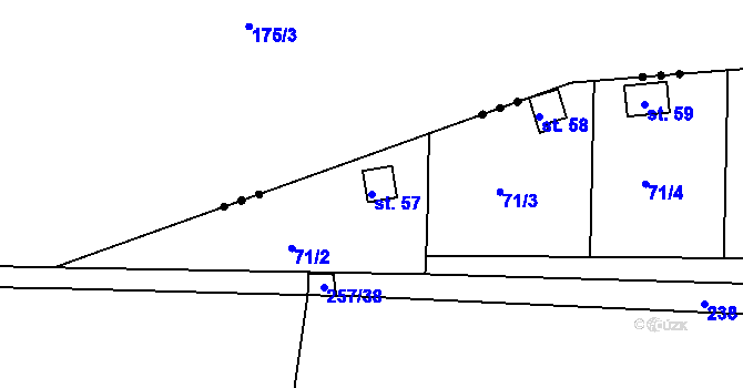 Parcela st. 57 v KÚ Debrno, Katastrální mapa