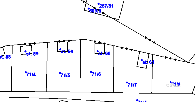 Parcela st. 60 v KÚ Debrno, Katastrální mapa