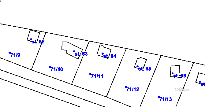 Parcela st. 64 v KÚ Debrno, Katastrální mapa