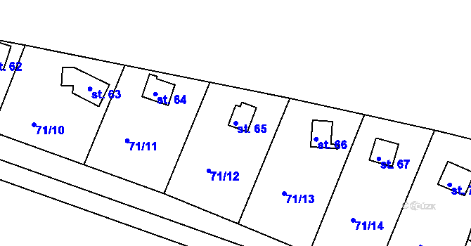 Parcela st. 65 v KÚ Debrno, Katastrální mapa