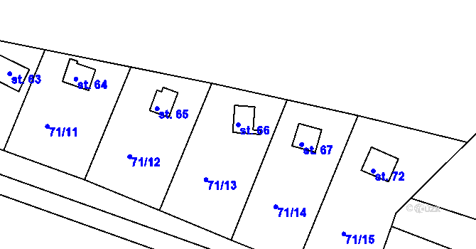 Parcela st. 66 v KÚ Debrno, Katastrální mapa