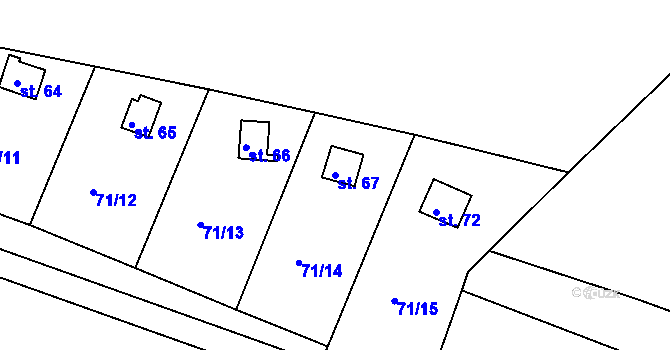 Parcela st. 67 v KÚ Debrno, Katastrální mapa