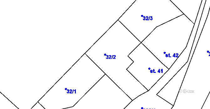 Parcela st. 32/2 v KÚ Debrno, Katastrální mapa