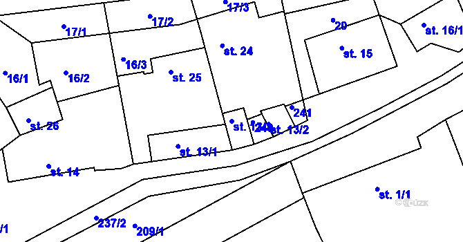 Parcela st. 13/3 v KÚ Debrno, Katastrální mapa