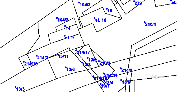 Parcela st. 13/10 v KÚ Debrno, Katastrální mapa