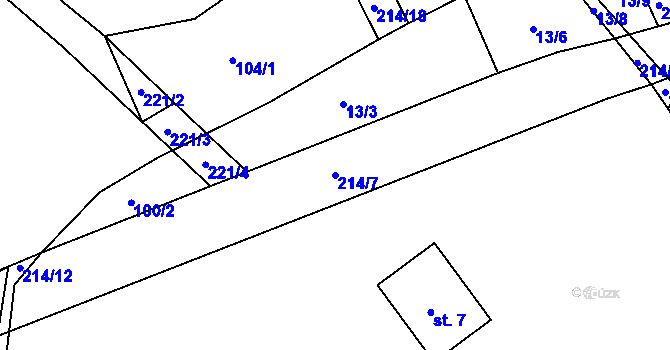Parcela st. 214/7 v KÚ Debrno, Katastrální mapa