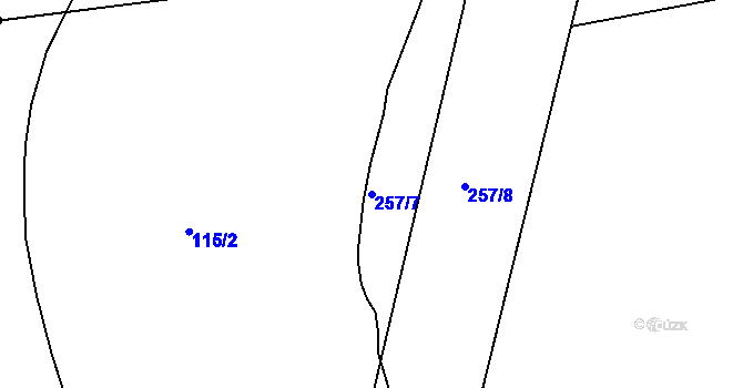 Parcela st. 257/7 v KÚ Debrno, Katastrální mapa