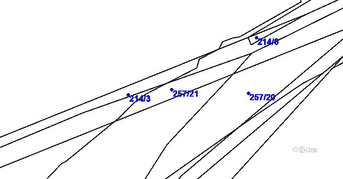 Parcela st. 257/21 v KÚ Debrno, Katastrální mapa