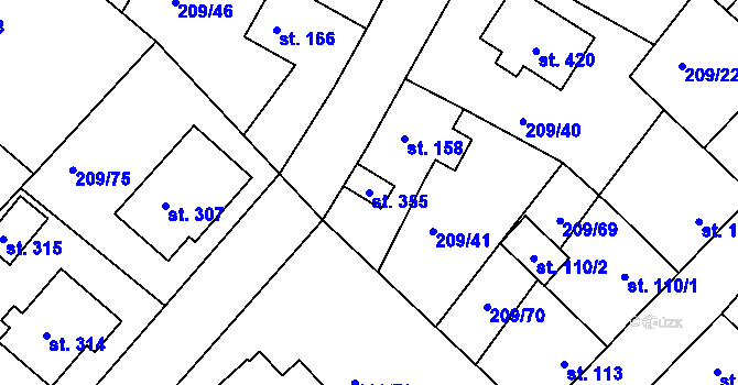 Parcela st. 355 v KÚ Dolany u Prahy, Katastrální mapa