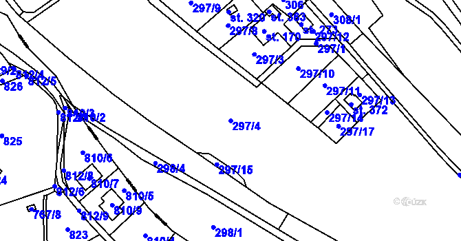 Parcela st. 297/4 v KÚ Dolany u Prahy, Katastrální mapa