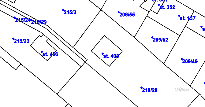 Parcela st. 408 v KÚ Dolany u Prahy, Katastrální mapa