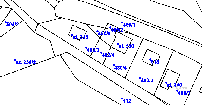 Parcela st. 482/4 v KÚ Dolany u Prahy, Katastrální mapa