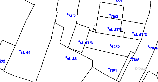 Parcela st. 47/3 v KÚ Dolany u Klatov, Katastrální mapa