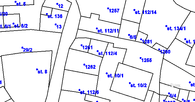 Parcela st. 112/4 v KÚ Dolany u Klatov, Katastrální mapa