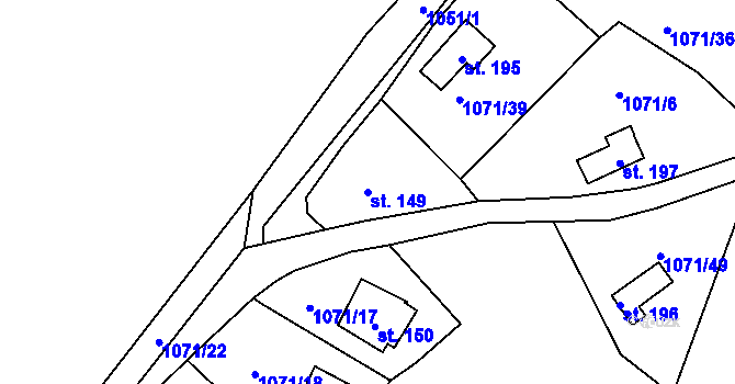 Parcela st. 149 v KÚ Dolany u Klatov, Katastrální mapa