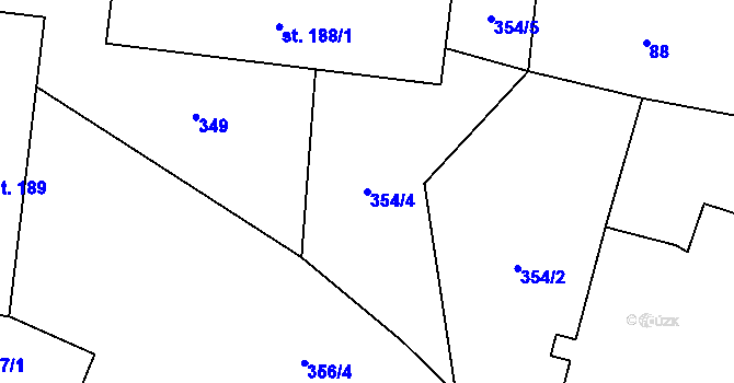 Parcela st. 354/4 v KÚ Dolany u Klatov, Katastrální mapa