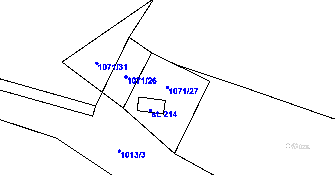 Parcela st. 1071/27 v KÚ Dolany u Klatov, Katastrální mapa