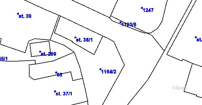 Parcela st. 1164/19 v KÚ Dolany u Klatov, Katastrální mapa