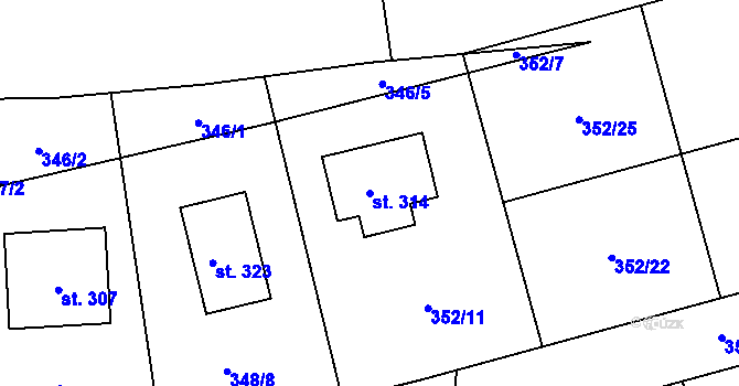 Parcela st. 314 v KÚ Dolany u Klatov, Katastrální mapa