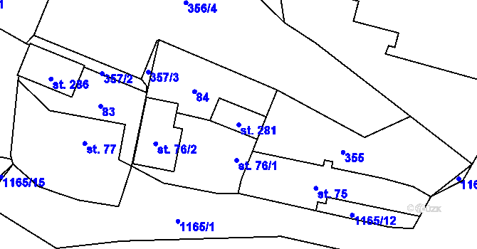 Parcela st. 281 v KÚ Dolany u Klatov, Katastrální mapa