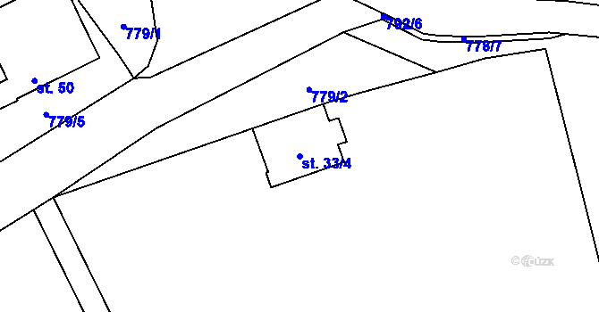 Parcela st. 33/4 v KÚ Malechov, Katastrální mapa